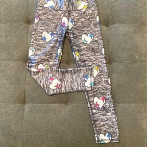 TEREZ Shimmering Hearts ❤️💜💚💙 Wide Waistband Leggings - XS